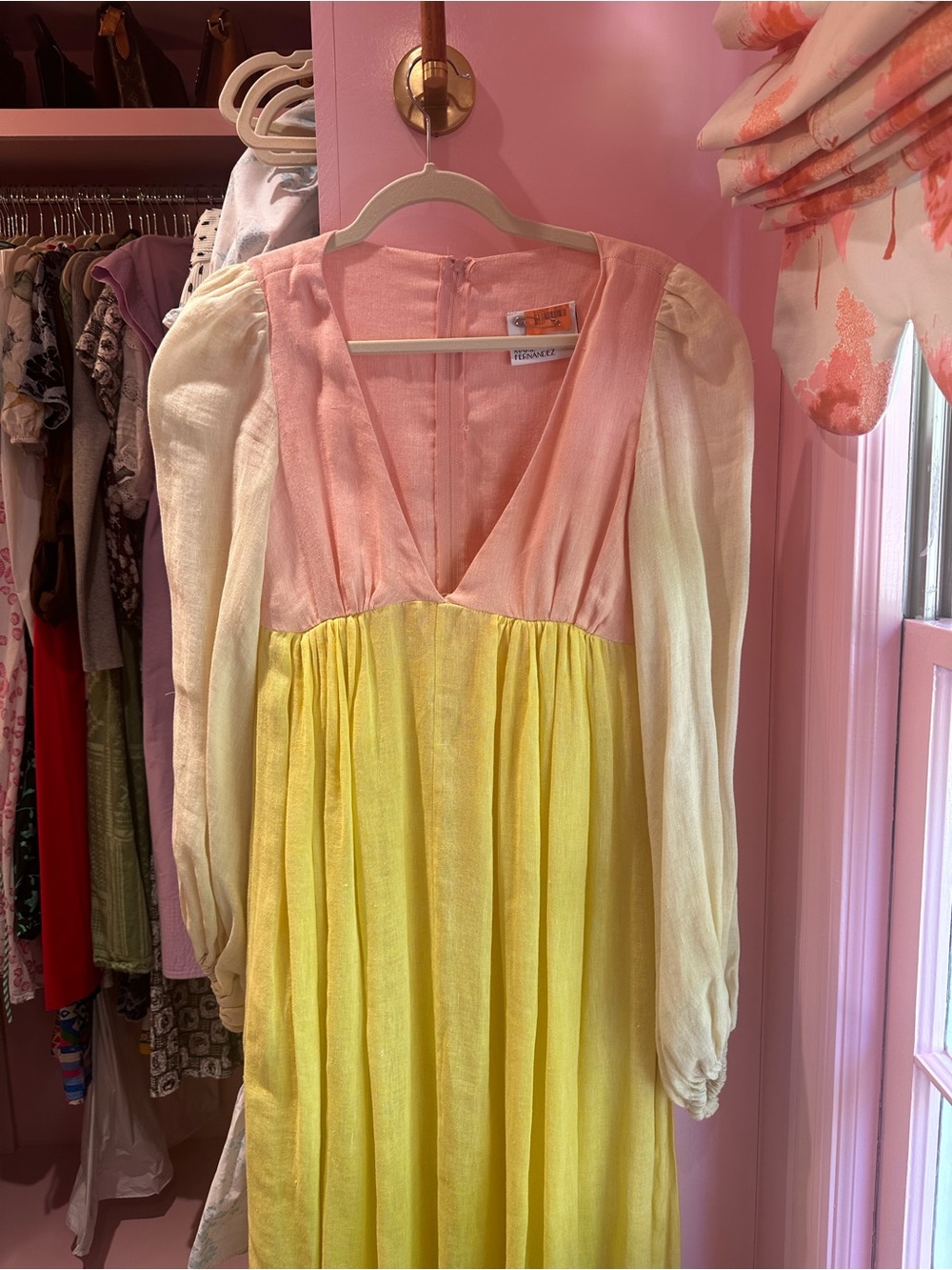 Lisa Marie Fernandez Coral Pink Knit Top with Orange Accent Tag - Picture 3 of 6